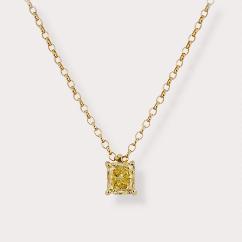 Colar ponto de luz em ouro amarelo 18k com 1,07ct em 1 diamante yellow fancy.